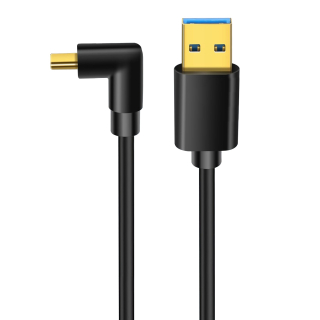 PremiumCord Kabel USB typ C/M zahnutý konektor 90° - USB 3.0 A/M, 1m