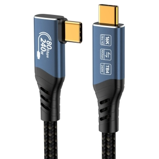PremiumCord USB4™ Version2.0 80Gbps 16K@60Hz 240W Thunderbolt 5 kabel zahnutý 1,5m