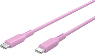 PremiumCord Silikonový kabel s konektory USB-C 60W 480Mbps růžový extra měkký 1,5m