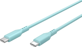 PremiumCord Silikonový kabel s konektory USB-C 60W 480Mbps tyrkysový extra měkký 1,5m