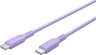 PremiumCord Silikonový kabel s konektory USB-C 60W 480Mbps fialový extra měkký 1,5m