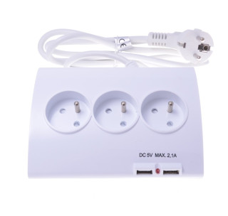 PremiumCord Prodlužovací přívod 230V 1,5m 5zásuvek+vypínač+2x USB 2A