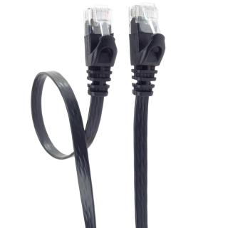 PremiumCord Plochý patch kabel UTP RJ45-RJ45 CAT6 10m černá