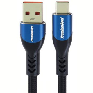 PremiumCord Super fast charging 5A kabel USB-C - USB 2.0 A bavlněný oplet 1m