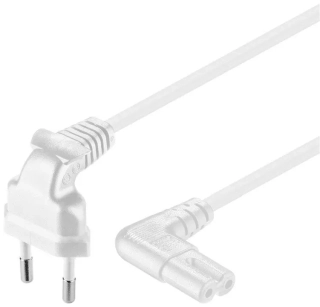 PremiumCord Kabel síťový 230V k magnetofonu se zahnutými konektory 2m bílý