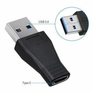 PremiumCord Adaptér USB 3.0 A male - USB-C female, černý zastříknutý adaptér