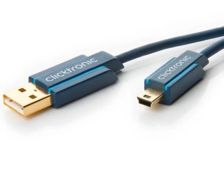 ClickTronic HQ OFC USB2.0 kabel, A-B mini, 5pinů, zlacené, 0,5m