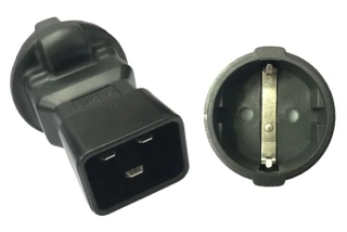 Adaptér IEC C20 male na SCHUKO CEE 7/3 female, napětí 230V, 16A