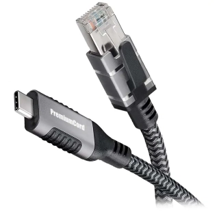 PremiumCord Ethernetový kabel USB-C -> LAN RJ45 10/100/1000 MBIT délka 1m
