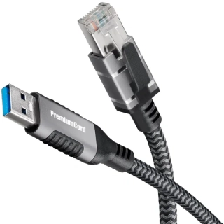 PremiumCord Ethernetový kabel USB3.2 -> LAN RJ45 10/100/1000 MBIT délka 3m