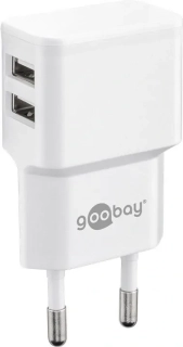 goobay Napájecí a nabíjecí adaptér 230V na 2x USB, max.2,4A, bílý
